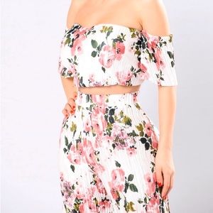 Fashion Nova Garden Glam Top & Pants- Ivory
